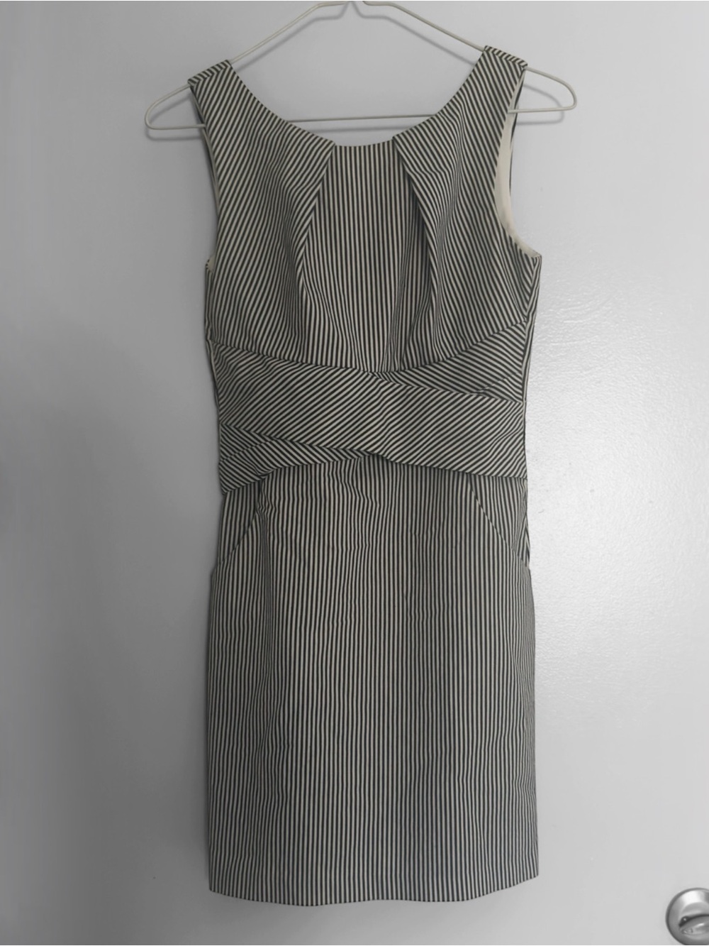 Teeze Me Black White Pinstripe Sleeveless Dress Size 3 With Pockets Y2K
